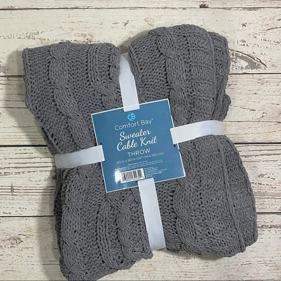 Comfort Bay Other - Comfort Bay Sweater Cable Knit Throw Gray 50”x60”